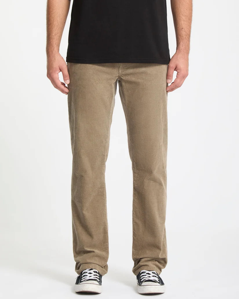 Volcom Solver 5 Pocket Cord trousers in Brindle, front view