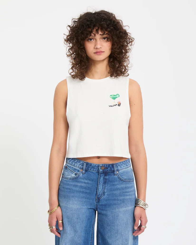 Volcom Women’s Mickey Mason Tank in Off White, front view