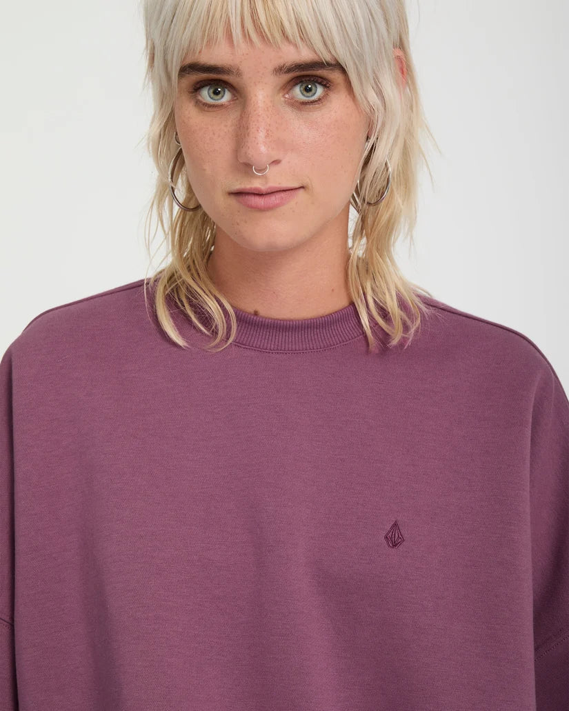 Volcom Women’s Sto’n Crew in Orchid, close-up detail