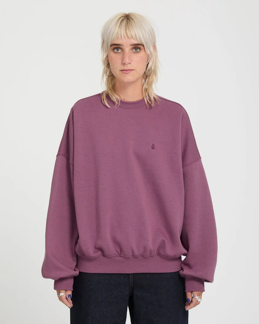 Volcom Women’s Sto’n Crew in Orchid, model front view