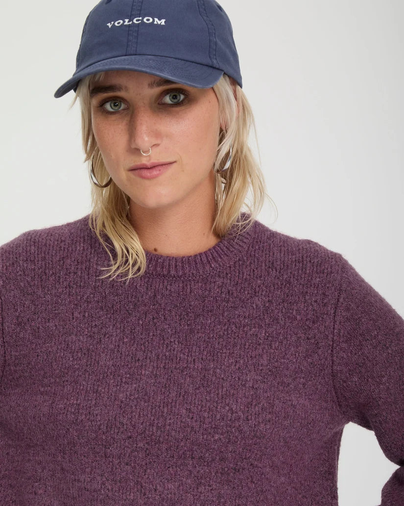 Volcom Women’s Wedmonder Sweater in Orchid, detail view
