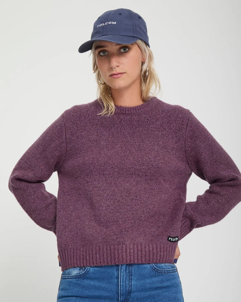 Volcom Women’s Wedmonder Sweater in Orchid, front view